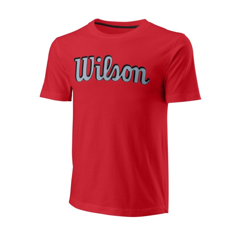 Wilson Tennis Tshirt Script Eco Cotton (Baumwolle, Slim Fit) rot Herren